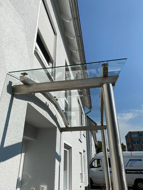 Glas-Vordach Stahl